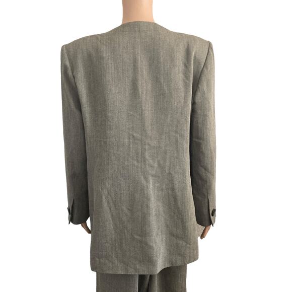 Albert Nipon Pant Suit 2 Piece Womens 16 Wool Blend Gray 5 Button - Picture 8 of 16
